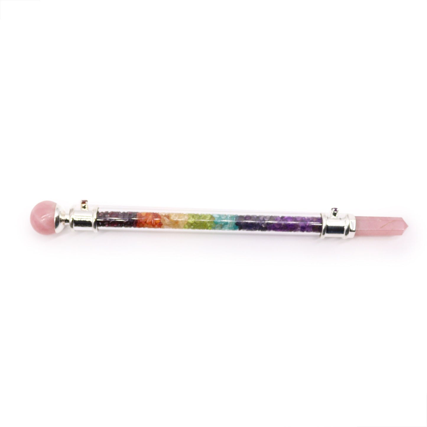 7 Chakra Crystal Healing Wand with Rose Quartz Sphere