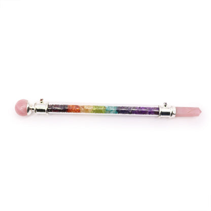 7 Chakra Crystal Healing Wand with Rose Quartz Sphere