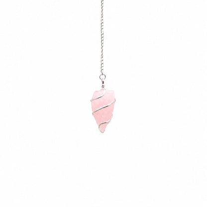 Rose Quartz Raw Gemstone Pendulum