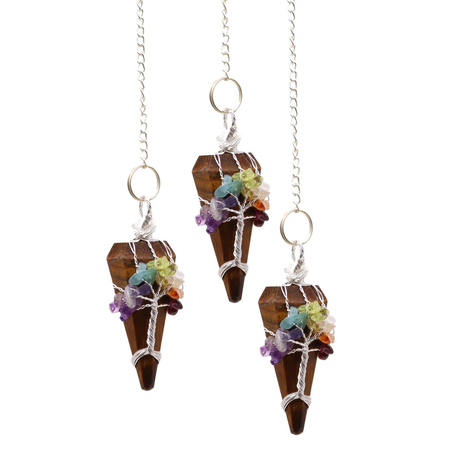 Tiger Eye Magic Seven Chakra Pendulum - One Piece