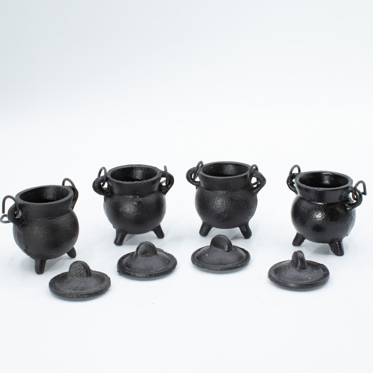 Set of 4 Extra Small Cast Iron Cauldrons 5x7cm