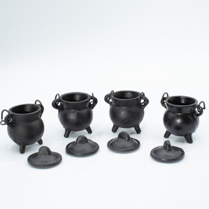 Set of 4 Extra Small Cast Iron Cauldrons 5x7cm