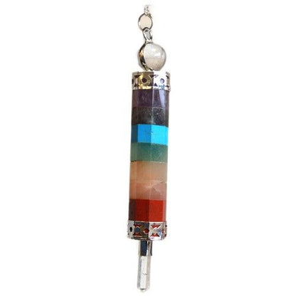 7 Chakra Pendulum with Clear Crystal Point