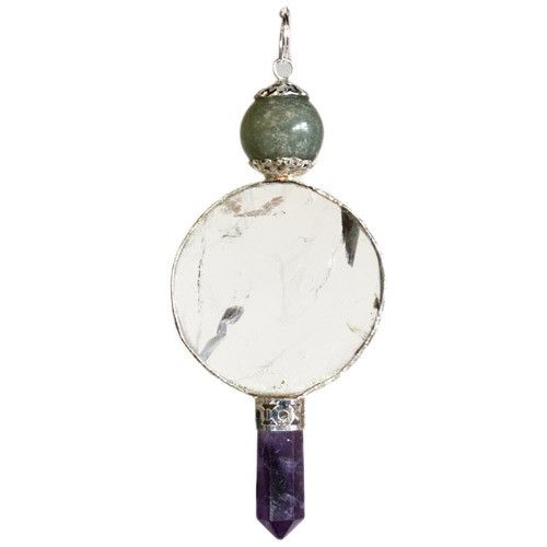 Clear Crystal Point Large Round Stone Centrepiece Pendulum