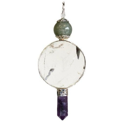 Clear Crystal Point Large Round Stone Centrepiece Pendulum