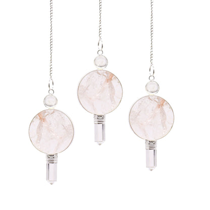 Clear Crystal Point Large Round Stone Centrepiece Pendulum