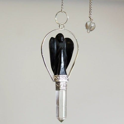 Black Agate Angel Pendulum