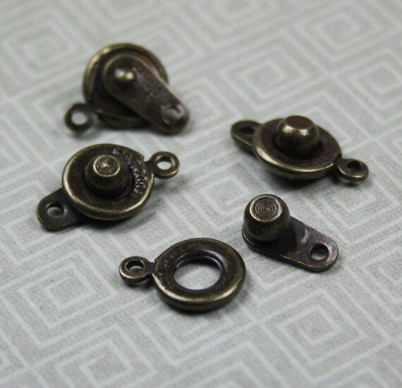 Bronze Colour Snap Clasp Ball and Socket Clasps Pack of 10