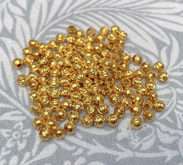Gold Colour Corrugated 4 mm Metal Spacer Beads Pack of 200