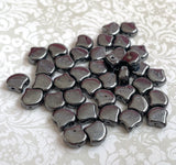 Jet Gunmetal Ginko Duo Beads by Matubo pack of 35 beads
