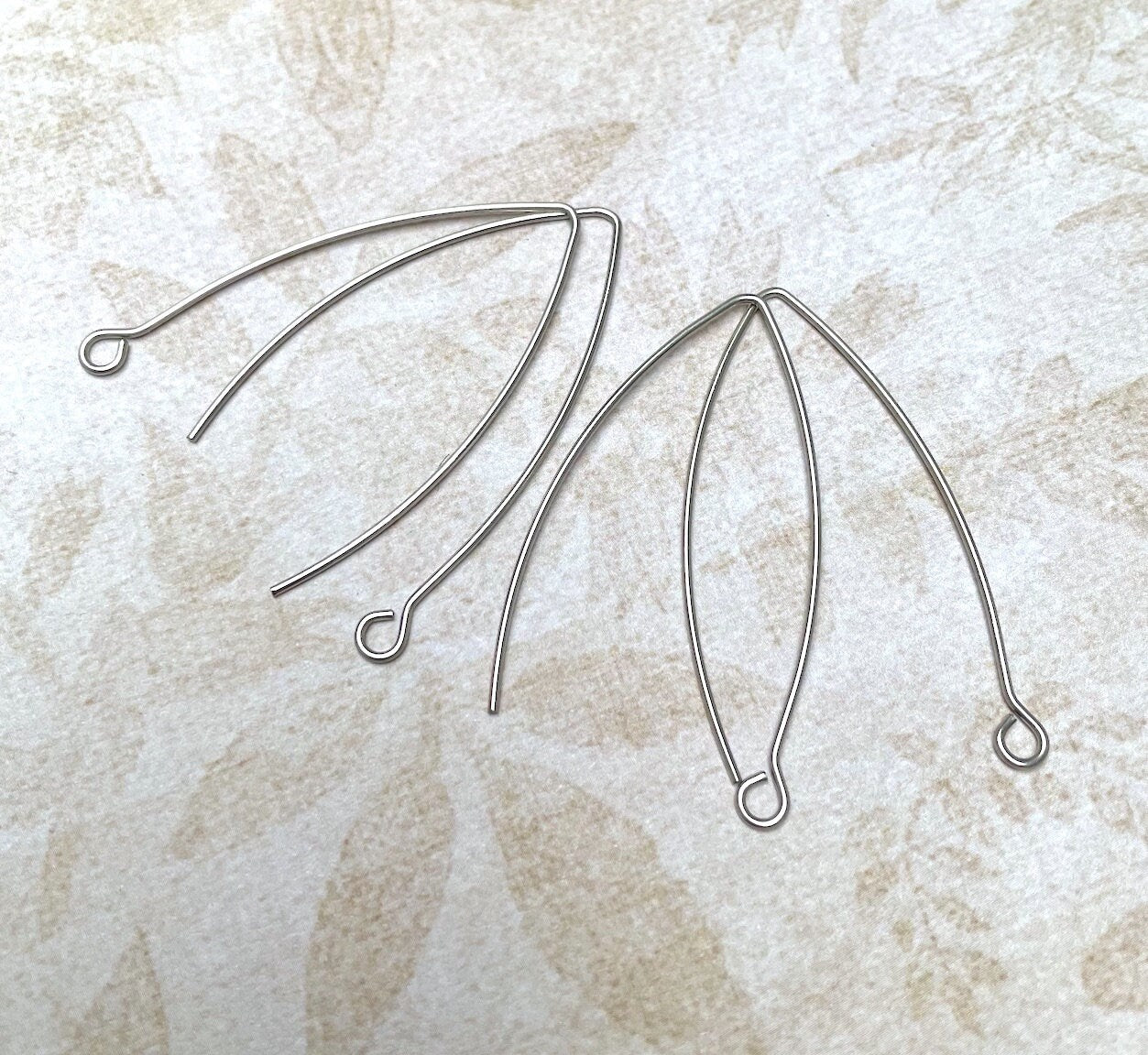 Stainless Steel Long Ear Wire Hooks Earring Component Pack of 20