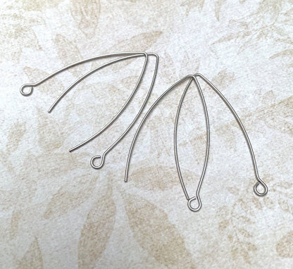 Stainless Steel Long Ear Wire Hooks Earring Component Pack of 20
