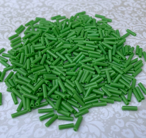 Opaque Green 6 mm Miyuki Bugle Beads 10 grams
