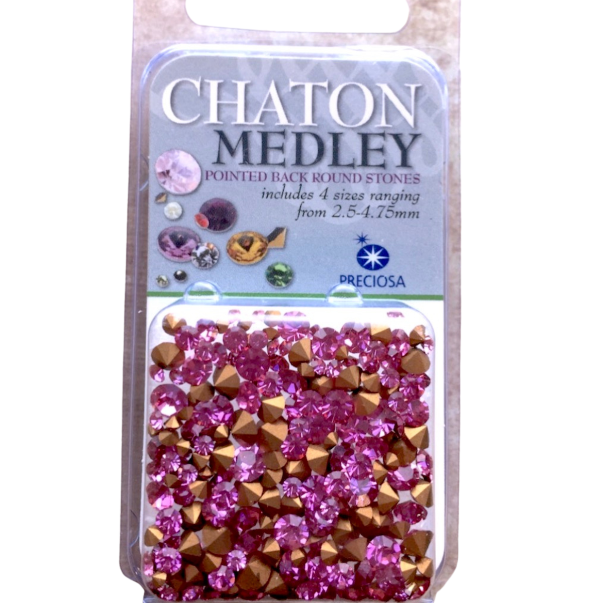Rose Preciosa Chaton Rhinestones - 5 Grams of Mix Sizes