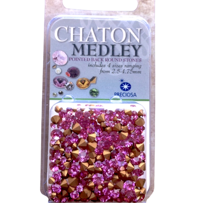 Rose Preciosa Chaton Rhinestones - 5 Grams of Mix Sizes