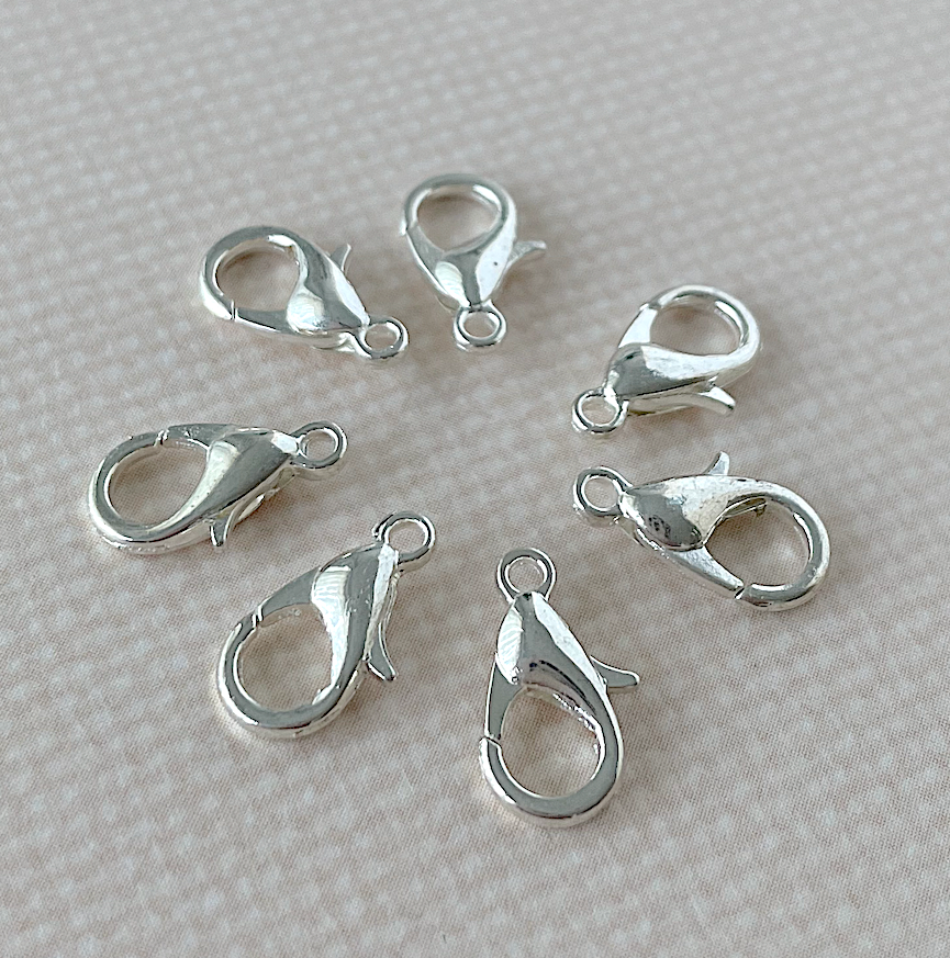 Silver Colour 12mm Lobster Claw Clasps - Pack of 50