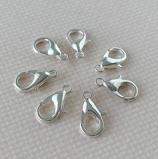Silver Colour 12mm Lobster Claw Clasps - Pack of 50