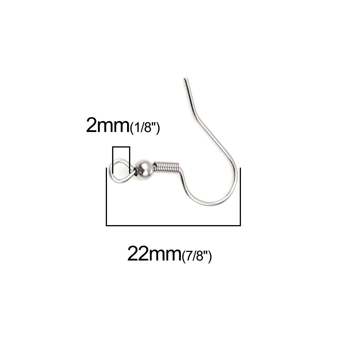Dark Silver Stainless Steel Fishhook Ear Wires Earrings Findings Pack of 20