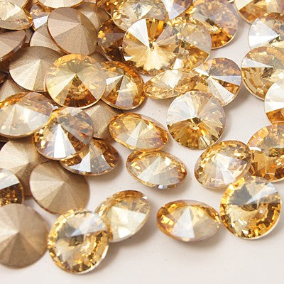 Golden Flare Rivoli Faceted Glass Pointed Cabochons Pack of 2