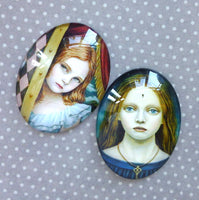 CH011 Large Glass Oval Cabochons with Portraits Pack of 2