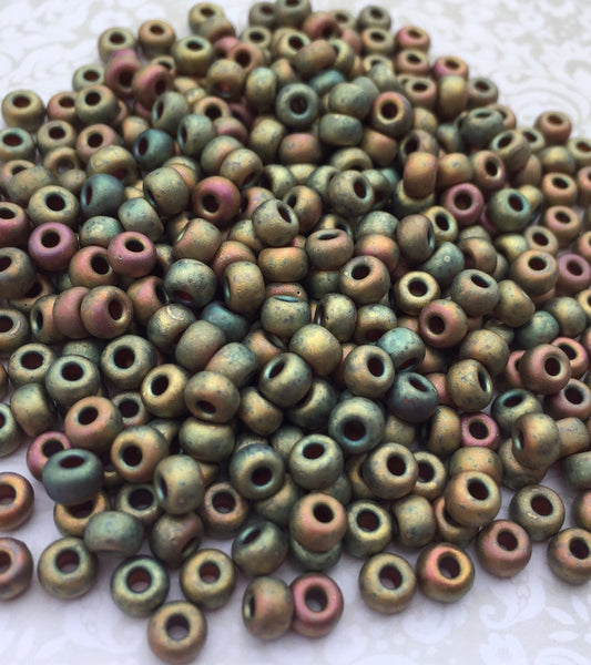 Matte Metallic Khaki Iris Miyuki 6/0 Seed Beads 20 grams 6-92035