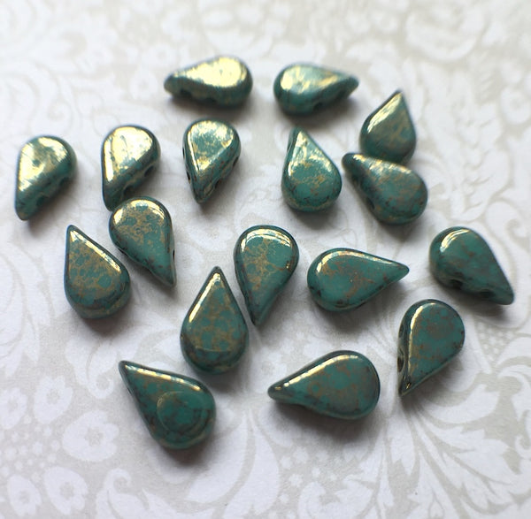 Opaque Green Turquoise Bronze Amos® par Puca® Beads 25 beads