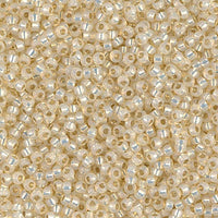 Dyed Cream Silver Lined Alabaster Miyuki 8/0 Seed Beads 20 grams 8-9577