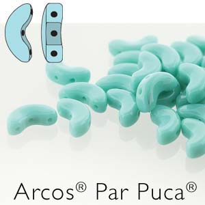 Opaque Green Turquoise Arcos par Puca® Beads Pack of 40