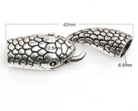 Snake Head Antique Silver Clasp for Leather Cord - 2 Sets