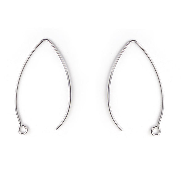 Stainless Steel Long Ear Wire Hooks Earring Component Pack of 20