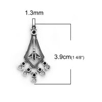Antique Silver Earring Chandelier Connector Three Leaves Pack of 10