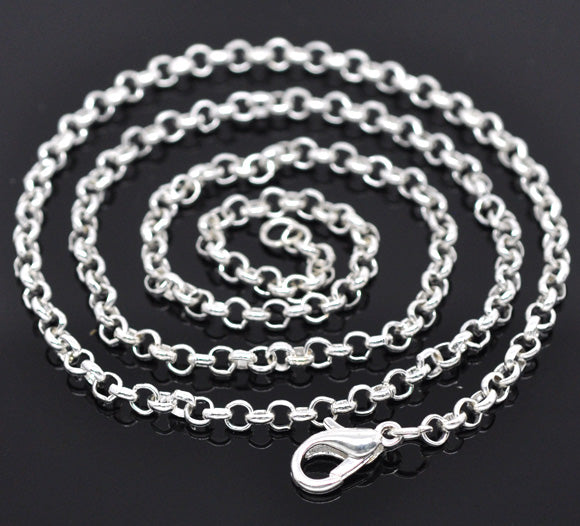 Cable Link Chain Necklace Silver Colour,