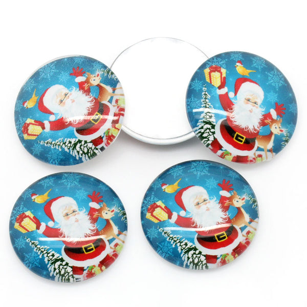30 mm Glass Blue Christmas Cabochon Santa Claus Pack of 5