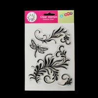 Clear Unmounted Silicone Stamps Dragonfly and Floral Patterns