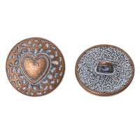 Heart Metal Shank Buttons Spray Painted Pack of 10