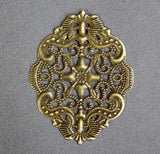 Oval Metal Filigree, Bronze Colour Pendant, Scrapbooking Embellishment Pack of 10