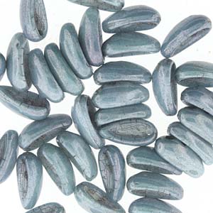 Chalk Blue Luster 2-Holes Chilli Beads Strand of 40