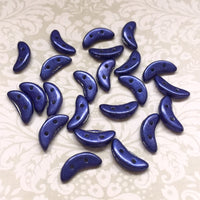 Saturated Metallic Violet Czech Glass Crescent Beads 10 grams