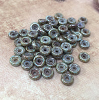 Chalk Blue Glaze 6 mm Wheel Beads by Matubo 50 beads