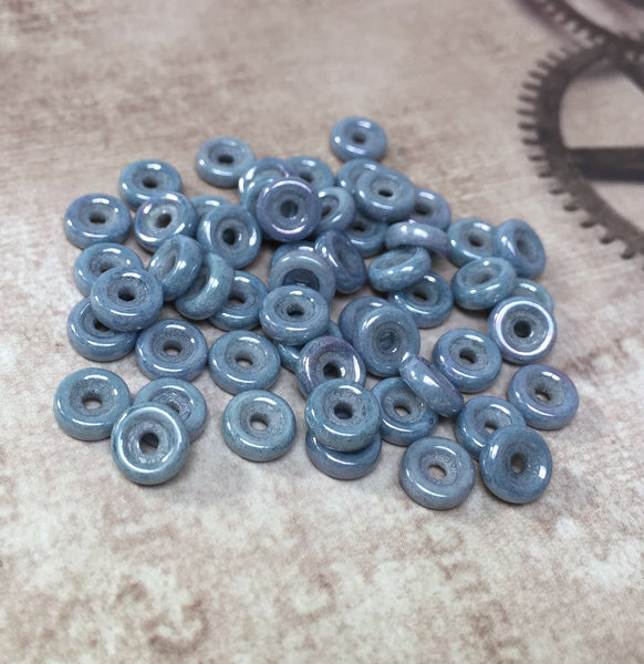 Chalk Blue Luster 6 mm Wheel Beads by Matubo 50 beads