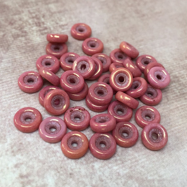 Chalk Ruby Luster 6 mm Wheel Beads by Matubo 50 beads