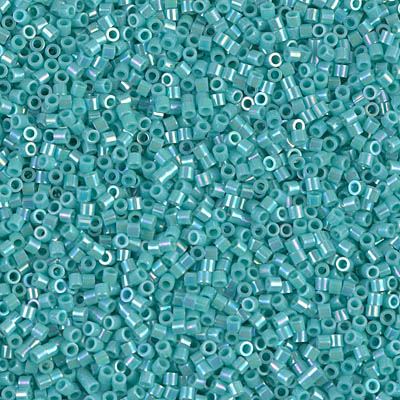Opaque Turquoise AB Miyuki 15/0 Delica Seed Beads 7 gm DBS0166