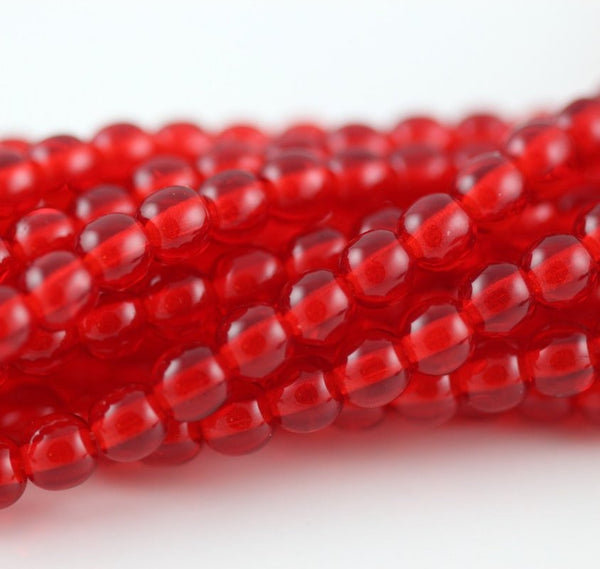 Siam Druk 4mm Glass Beads Strand of 100 Beads