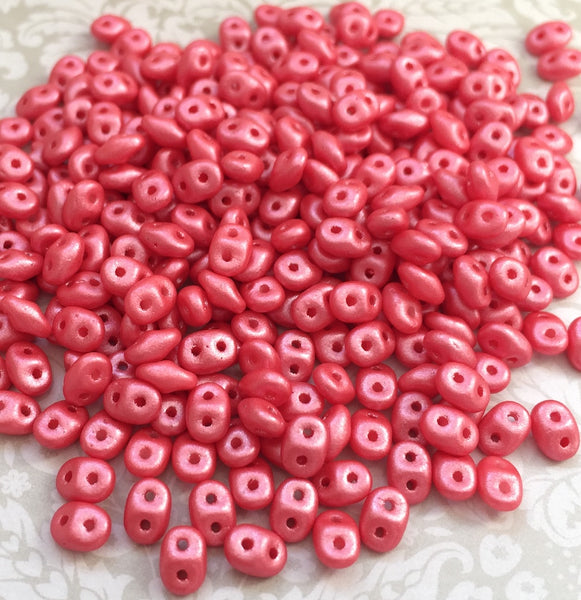 Pearl Shine Rose Superduo Beads by Matubo Czech Glass 20 grams