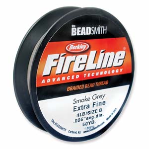 FireLine 4lb Smoke Grey Beading Thread Size B 50 yds FL04SG50