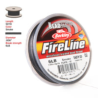 FL06SG50 FireLine 6lb Smoke Grey Beading Thread Size D 50 yds