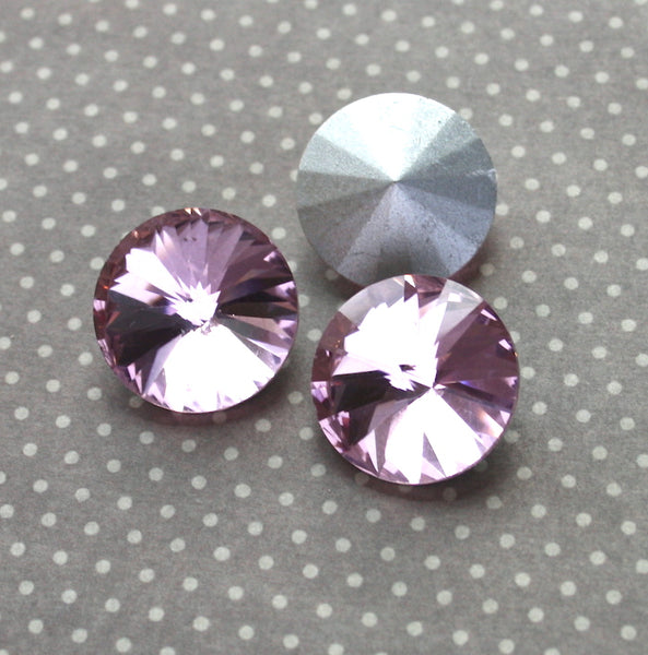 Pink Rivoli Faceted Glass Pointed Cabochons Pack of 2
