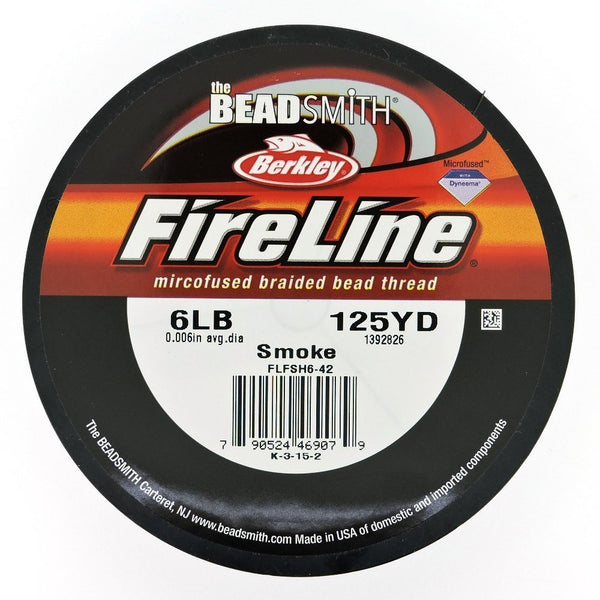 FireLine 6lb Smoke Grey Beading Thread Size D 125 yds FL06SG125