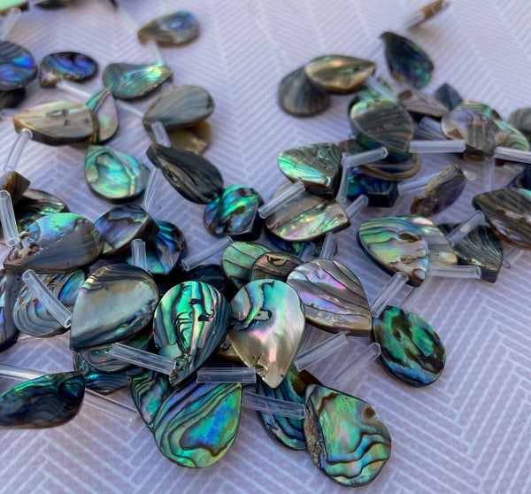 Rainbow Abalone Paua Shell Beads Teardrop Slight Second Strand of 24