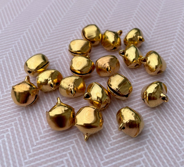 12mm Gold Jingle Bells with Loop Pack of 50